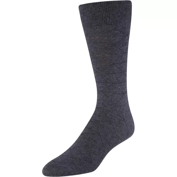 Calvin Klein Mens Dress Socks  NonBinding Cotton Crew Socks 3 PackCharcoal HeatherGraphite HeatherBlack