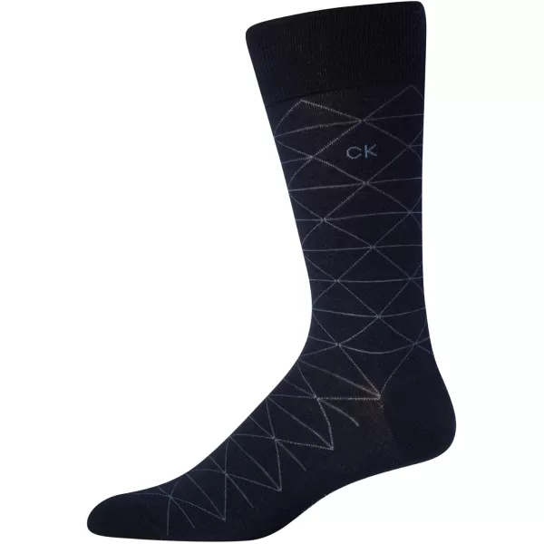 Calvin Klein Mens Dress Socks  NonBinding Cotton Crew Socks 3 PackNavy