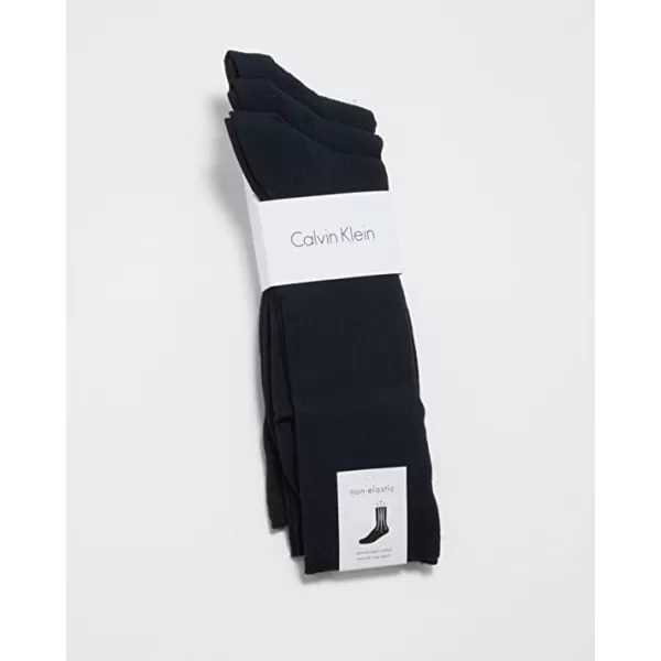 Calvin Klein Mens Dress Socks  NonBinding Cotton Crew Socks 3 PackNavy Blue