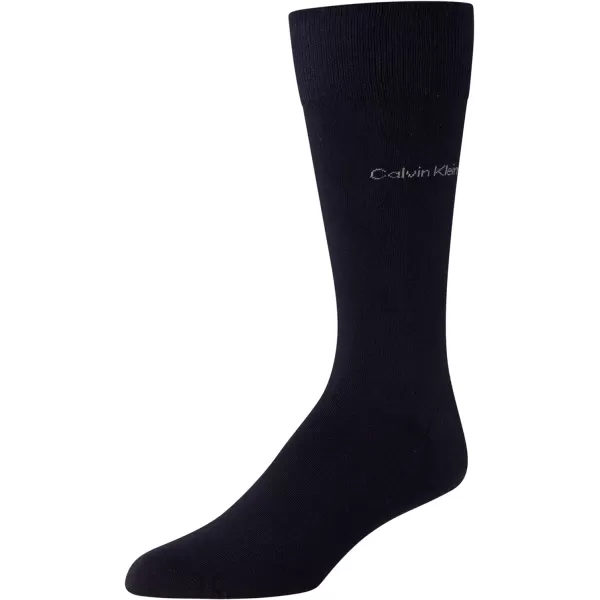 Calvin Klein Mens Dress Socks  NonBinding Cotton Crew Socks 3 PackNavyGrey