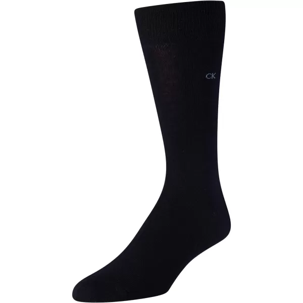 Calvin Klein Mens Dress Socks  NonBinding Cotton Crew Socks 3 PackStripeBlackBlack