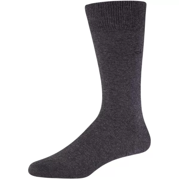 Calvin Klein Mens Dress Socks  NonBinding Cotton Crew Socks 3 PackStripeCharcoalBlack