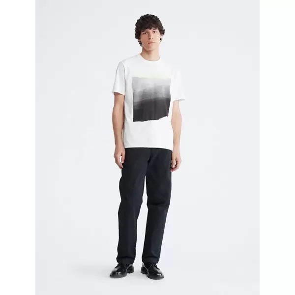Calvin Klein Mens Dusted Gradient Box Logo Crewneck TShirtBrilliant White