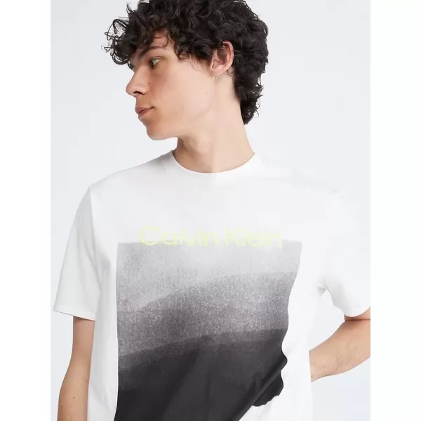 Calvin Klein Mens Dusted Gradient Box Logo Crewneck TShirtBrilliant White