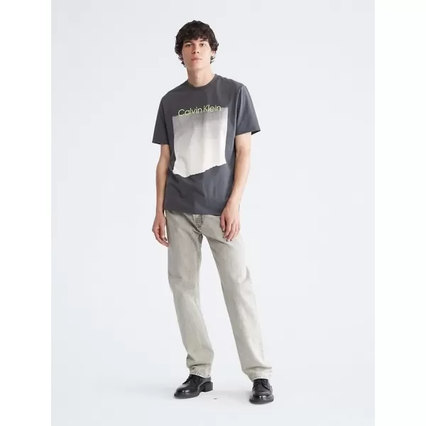 Calvin Klein Mens Dusted Gradient Box Logo Crewneck TShirtForged Iron