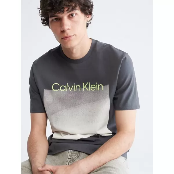 Calvin Klein Mens Dusted Gradient Box Logo Crewneck TShirtForged Iron