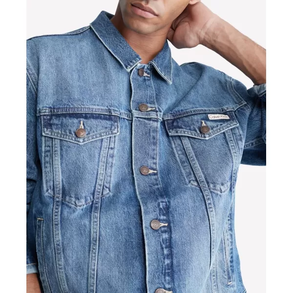 Calvin Klein Mens Essential Denim Trucker JacketTinted Ck Stone