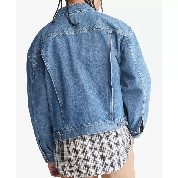 Calvin Klein Mens Essential Recycled Cotton Blue Trucker Jacket205 Blue