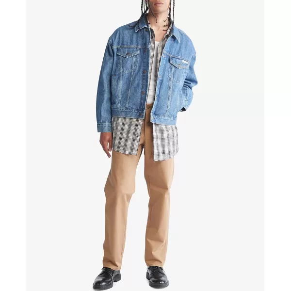Calvin Klein Mens Essential Recycled Cotton Blue Trucker Jacket205 Blue