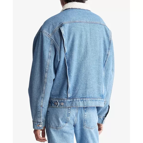 Calvin Klein Mens Essential Sherpa Casper Blue Trucker JacketCasper Blue