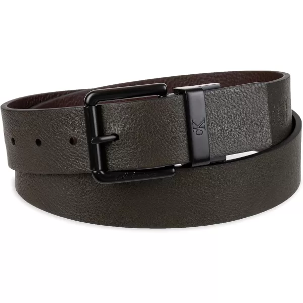 Calvin Klein Mens Everyday Versatile TwoInOne Reversible BeltBrownOlive Jean