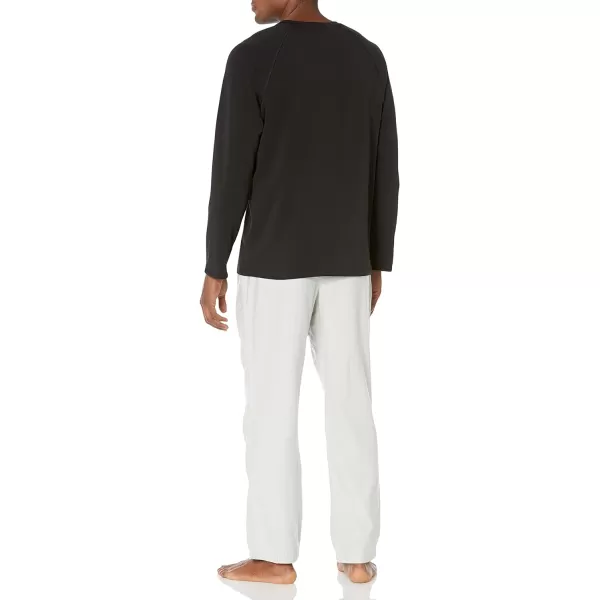 Calvin Klein Mens Holiday Long Sleeve Tee and Flannel Pajama Pants SetSnow Heather W Black Top