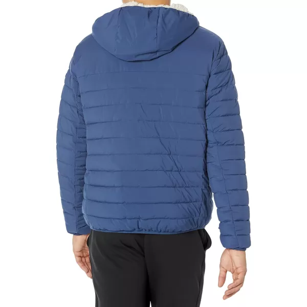 Calvin Klein Mens Hooded Down Jacket Quilted Coat Sherpa LinedBlue