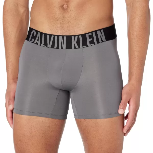 Calvin Klein Mens Intense Power 3Pack Boxer BriefBlackGrey SkyPompeian Red