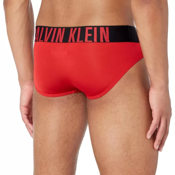 Calvin Klein Mens Intense Power 3Pack Hip BriefBlack  Grey Sky  Pompeian Red