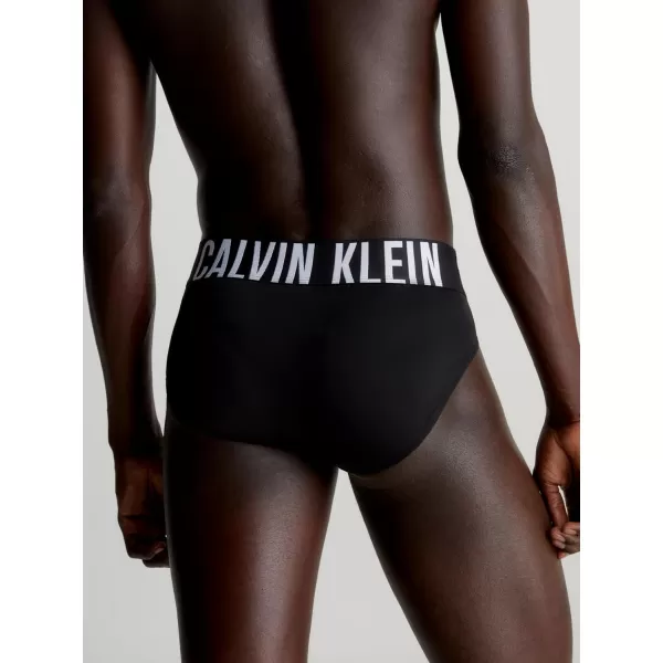 Calvin Klein Mens Intense Power 3Pack Hip BriefBlack Bodies W Black  Grey Sky  Pompeian Red Logos