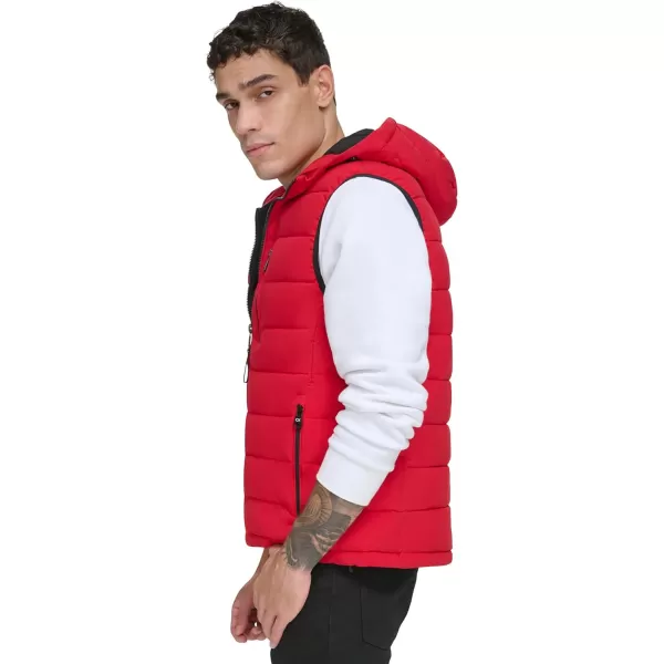 Calvin Klein Mens Lightweight Packable Hooded Puffer VestDeep Red