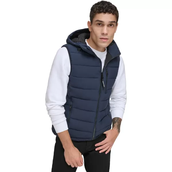 Calvin Klein Mens Lightweight Packable Hooded Puffer VestTrue Navy