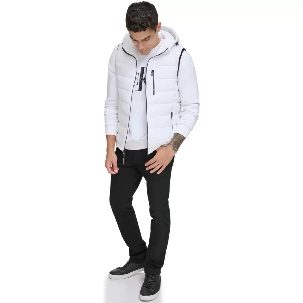 Calvin Klein Mens Lightweight Packable Hooded Puffer VestWhite