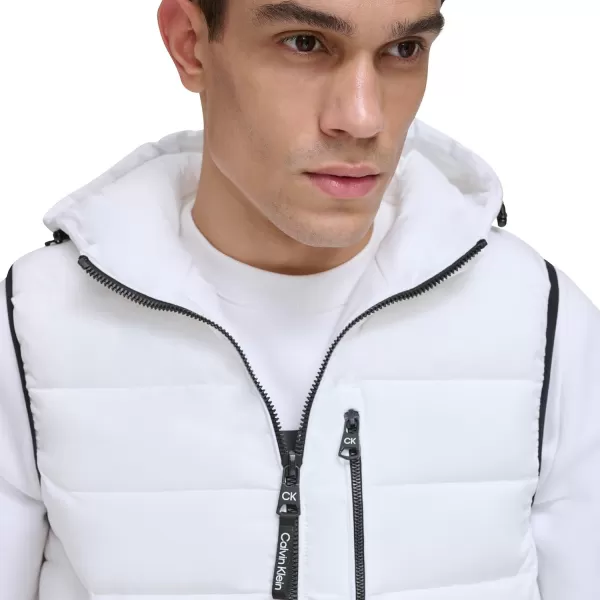 Calvin Klein Mens Lightweight Packable Hooded Puffer VestWhite