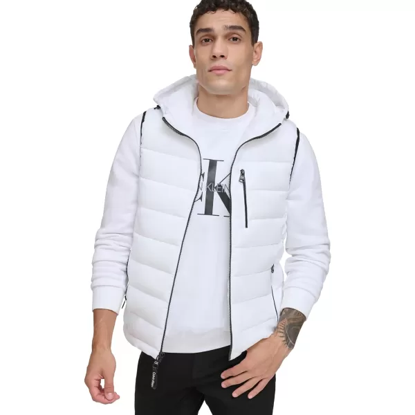 Calvin Klein Mens Lightweight Packable Hooded Puffer VestWhite