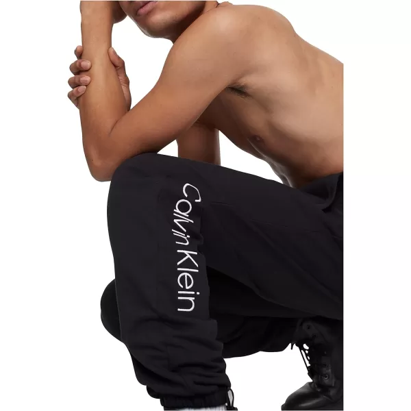 Calvin Klein Mens Logo French Terry JoggersBlack Beauty