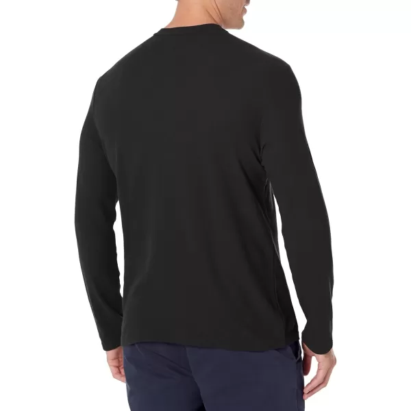 Calvin Klein Mens Long Sleeve Smooth Cotton Waffle HenleyBlack Beauty