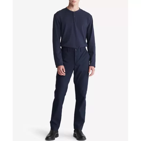 Calvin Klein Mens Long Sleeve Smooth Cotton Waffle HenleyDark Sapphire