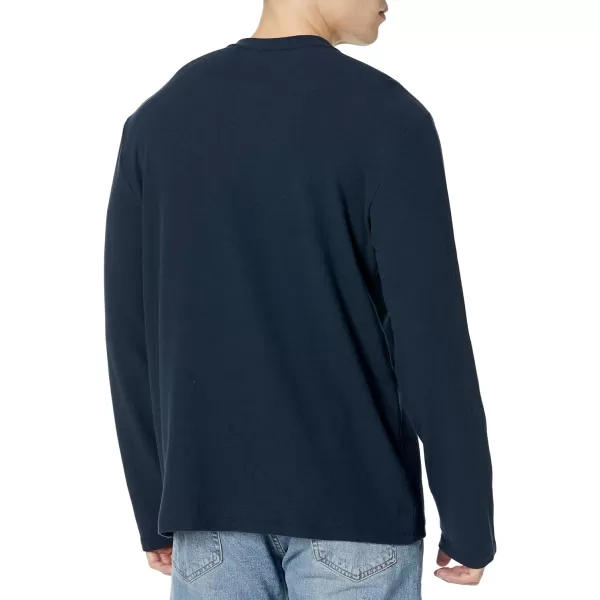 Calvin Klein Mens Long Sleeve Smooth Cotton Waffle HenleyDark Sapphire