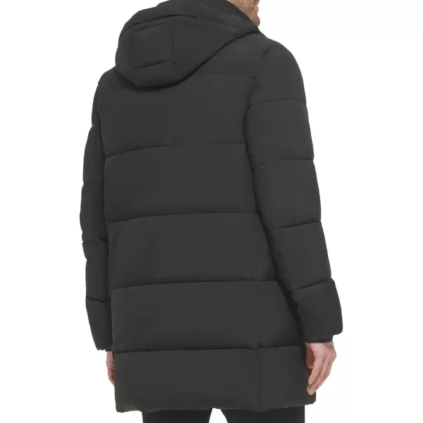 Calvin Klein Mens Long Stretch Puffer JacketEbony