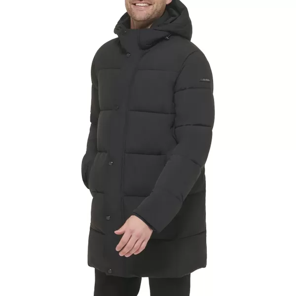 Calvin Klein Mens Long Stretch Puffer JacketEbony