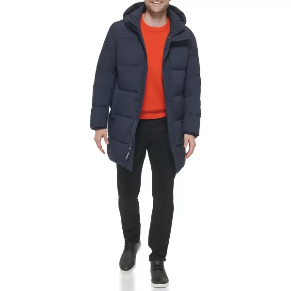 Calvin Klein Mens Long Stretch Puffer JacketTrue Navy