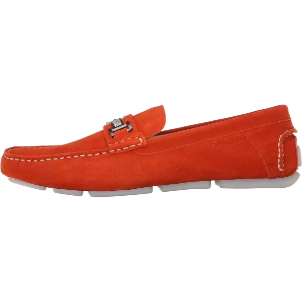 Calvin Klein Mens Magnus SlipOn LoaferRedOrange Suede