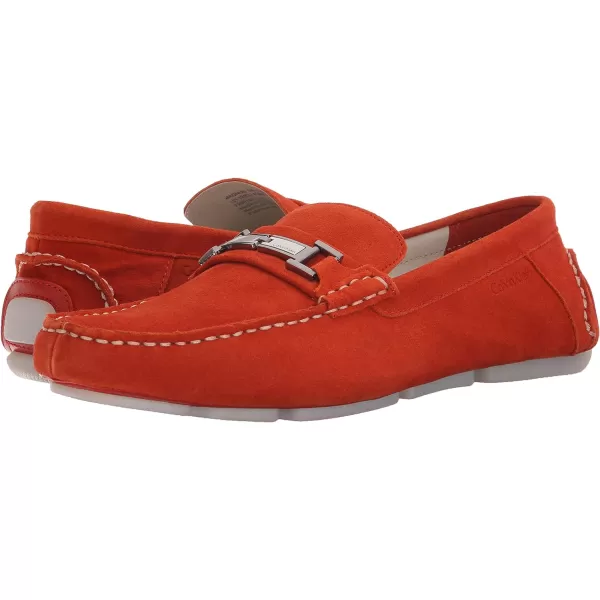 Calvin Klein Mens Magnus SlipOn LoaferRedOrange Suede