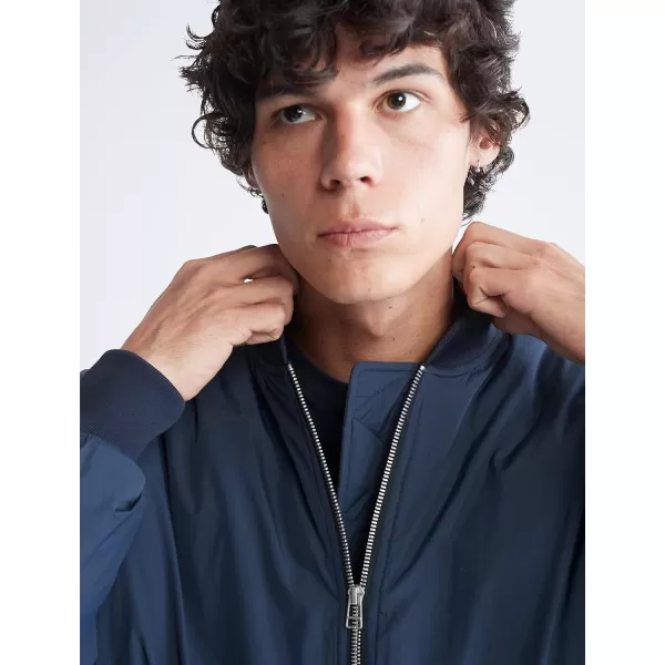 Calvin Klein Mens Matte Logo Zip Bomber JacketDark Sapphire