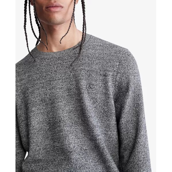 Calvin Klein Mens Merino Wool Blend Crewneck SweaterBlackWhite Moussilin