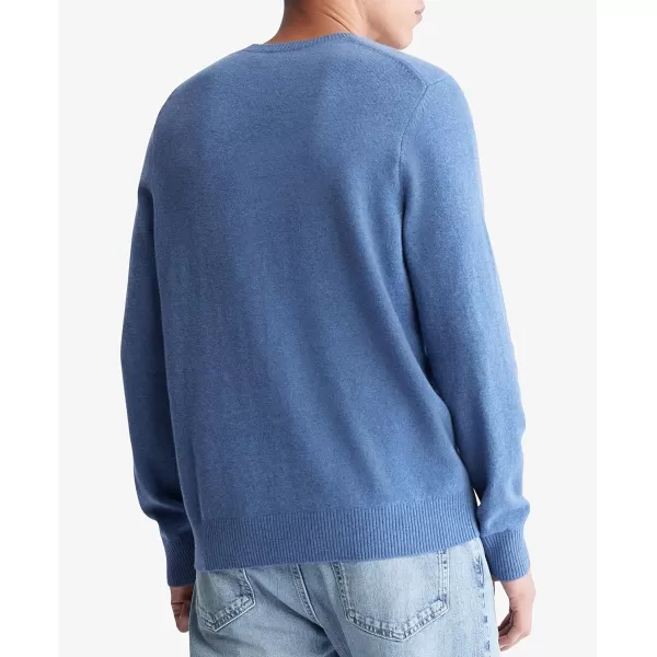 Calvin Klein Mens Merino Wool Blend Crewneck SweaterGray Blue Heather