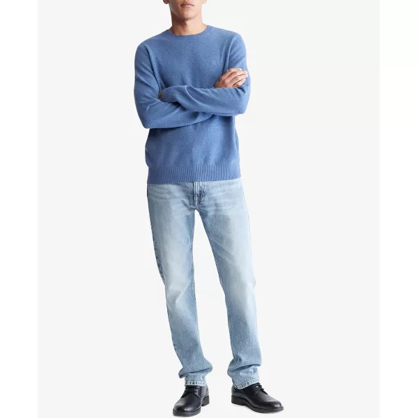 Calvin Klein Mens Merino Wool Blend Crewneck SweaterGray Blue Heather