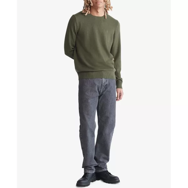 Calvin Klein Mens Merino Wool Blend Crewneck SweaterJolly Green Bean