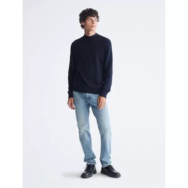 Calvin Klein Mens Merino Wool Blend Mockneck SweaterDark Sapphire