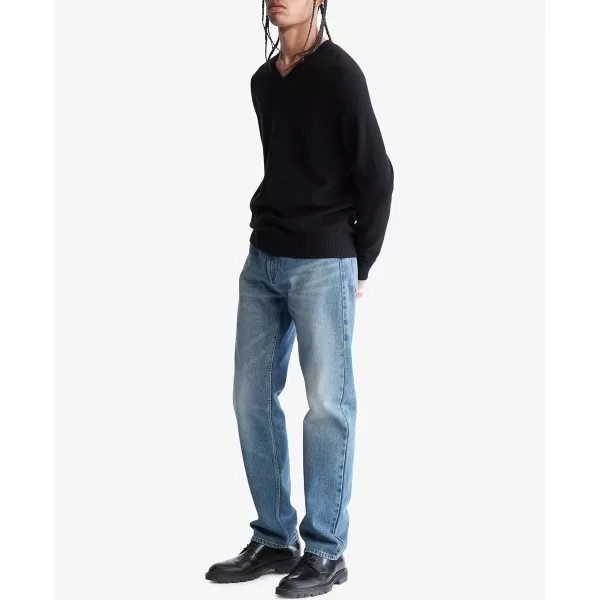Calvin Klein Mens Merino Wool Blend VNeck SweaterBlack