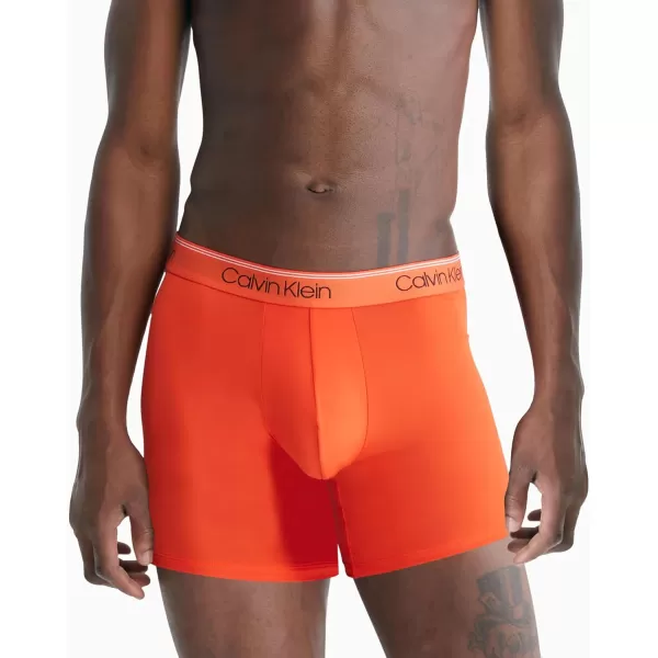 Calvin Klein Mens Micro Stretch 3Pack Boxer BriefAsphalt Grey  Mudstone  Acid Orange