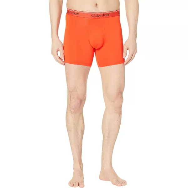 Calvin Klein Mens Micro Stretch 3Pack Boxer BriefAsphalt Grey  Mudstone  Acid Orange