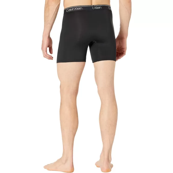 Calvin Klein Mens Micro Stretch 3Pack Boxer BriefBlack  Red  Convoy