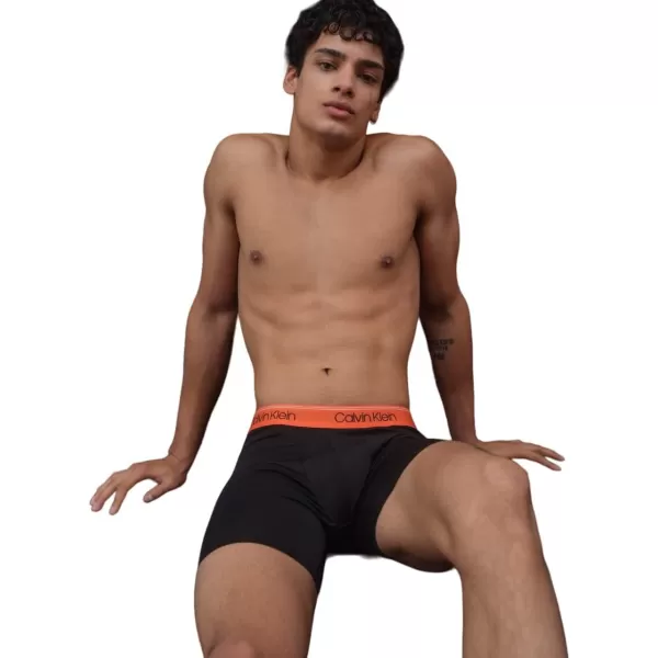 Calvin Klein Mens Micro Stretch 3Pack Boxer BriefBlack Bodies W Asphalt Grey  Mudstone  Acid Orange