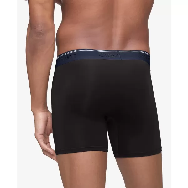 Calvin Klein Mens Micro Stretch 3Pack Boxer BriefBlack Bodies W Cobalt Sapphire  Spring  Distorted Blue