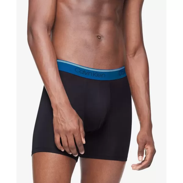 Calvin Klein Mens Micro Stretch 3Pack Boxer BriefBlack Bodies W Cobalt Sapphire  Spring  Distorted Blue