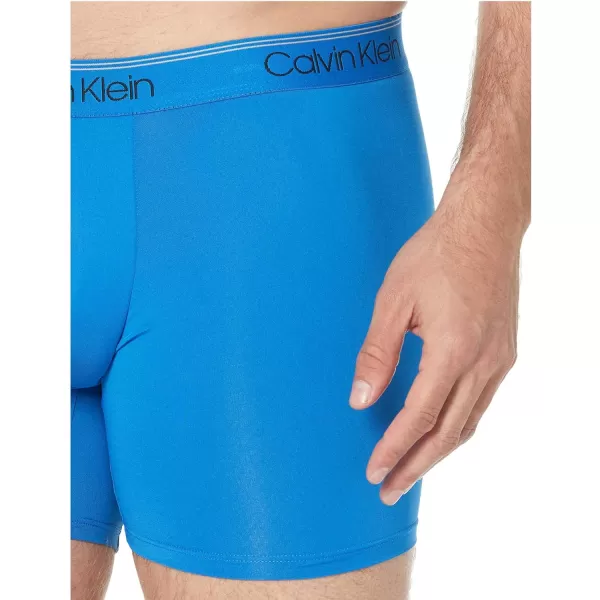 Calvin Klein Mens Micro Stretch 3Pack Boxer BriefNew Navy  Artesian Blue  Blue Paradise