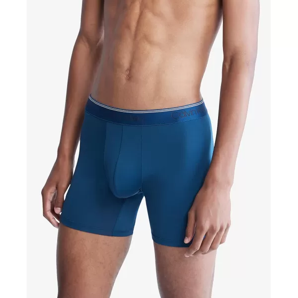 Calvin Klein Mens Micro Stretch 3Pack Boxer BriefOlive  Tapioca  Legion Blue