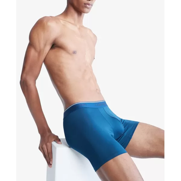 Calvin Klein Mens Micro Stretch 3Pack Boxer BriefOlive  Tapioca  Legion Blue